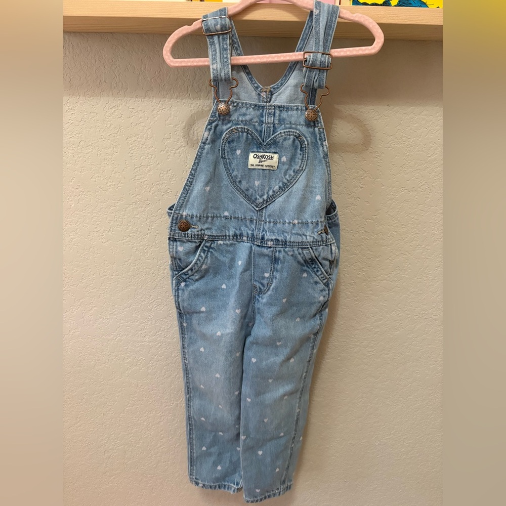 2T OshKosh Heart Denim Overalls